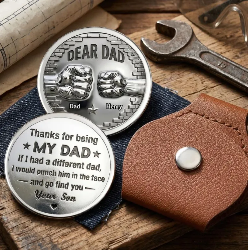 Personalized Dear Dad Pocket Hug, Custom Father's Day Gift, Gift From Son, Dad Thank You Keepsake, Gift For Dad, Father's Birthday Gift - MyfaceboxerUK