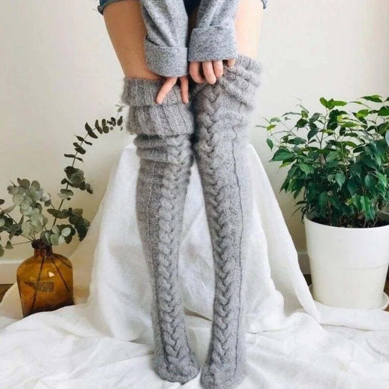 Knitted Over The Knee Socks Women Winter Leg Warmers Over Knee Thick Leg Warmers - MyFaceBoxerUK
