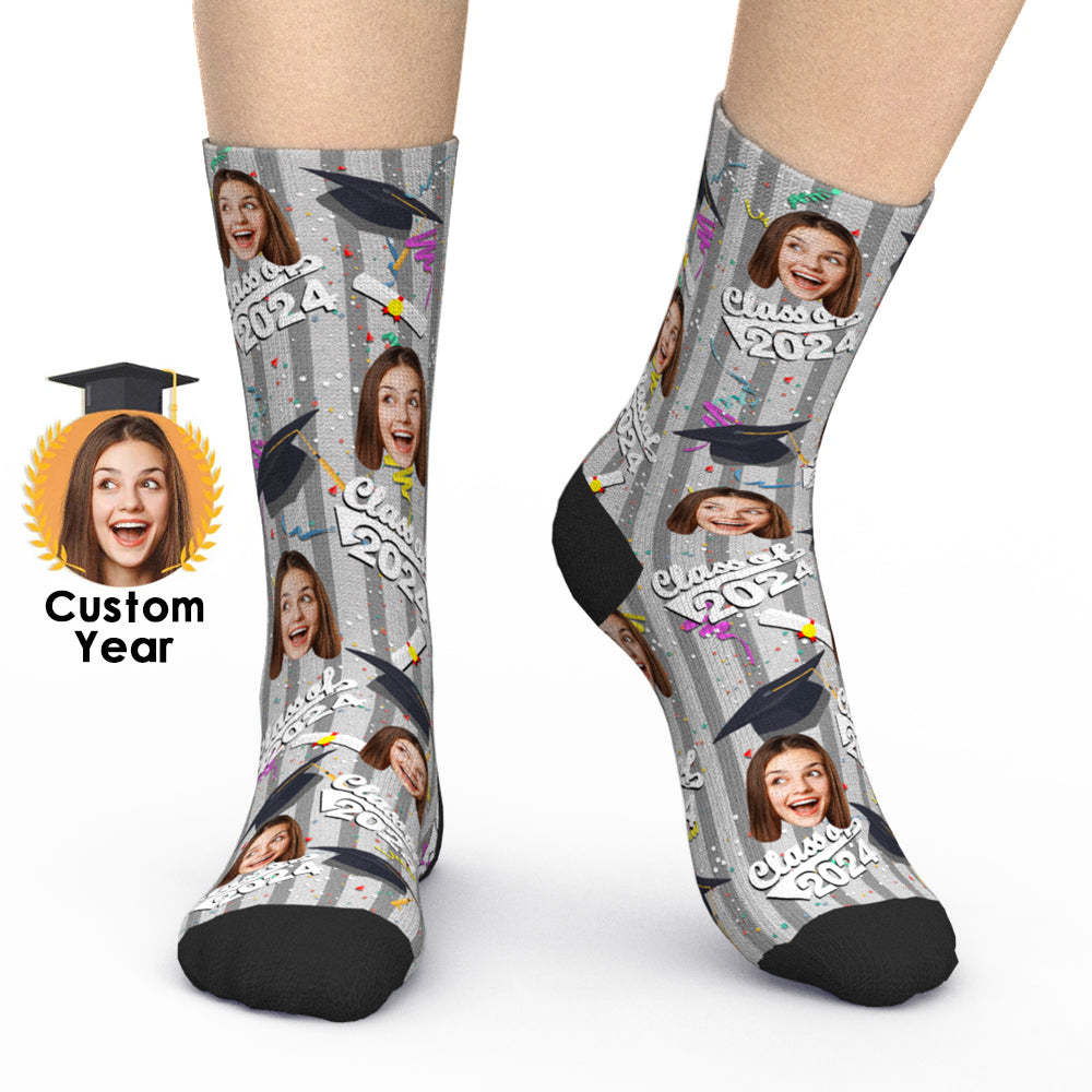 Custom Face and Year Grad Socks (Confetti) - MyFaceBoxerUK