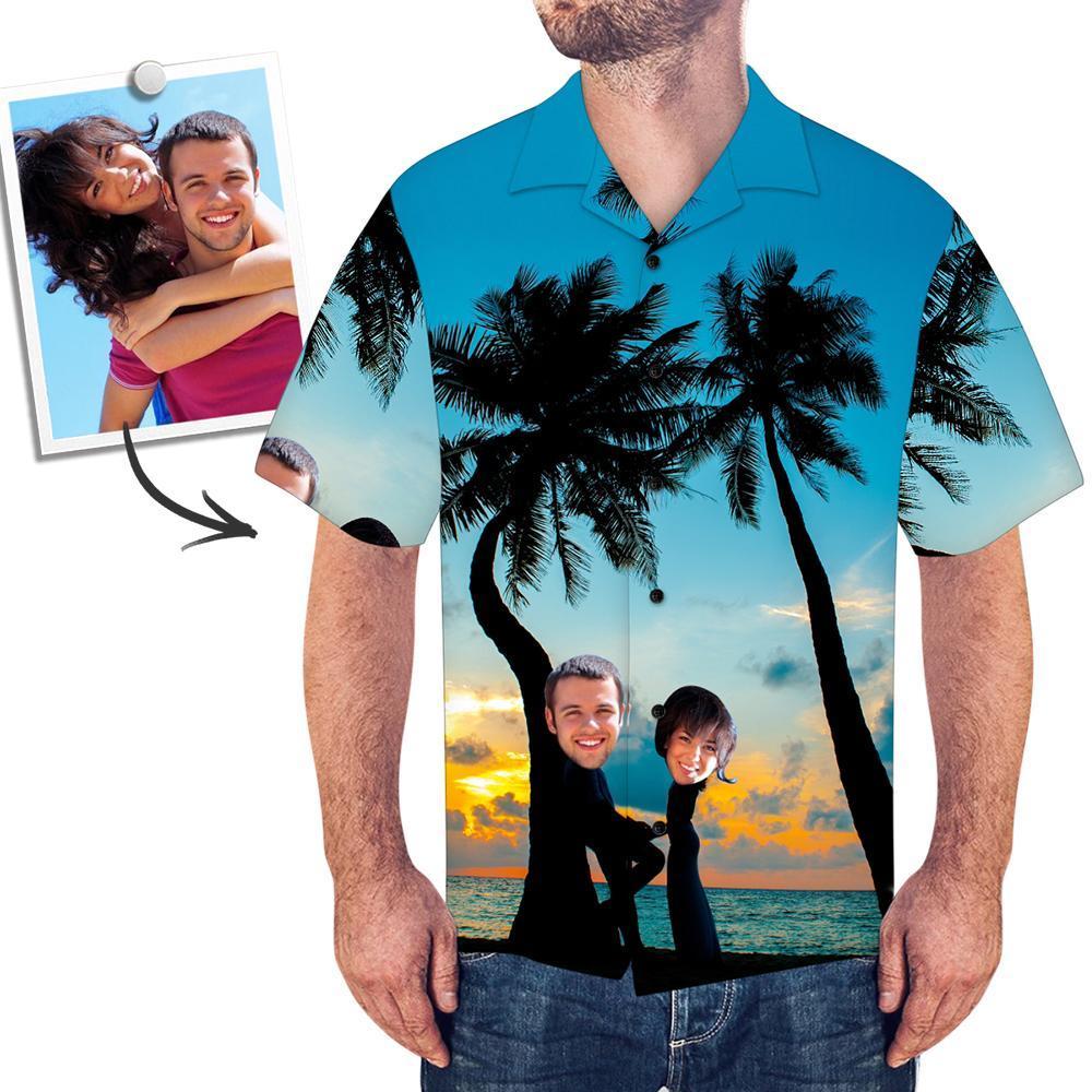 Custom Face Shirt Men's All Over Print Hawaiian Shirt Beach and Sunset - MyFaceBoxerUK