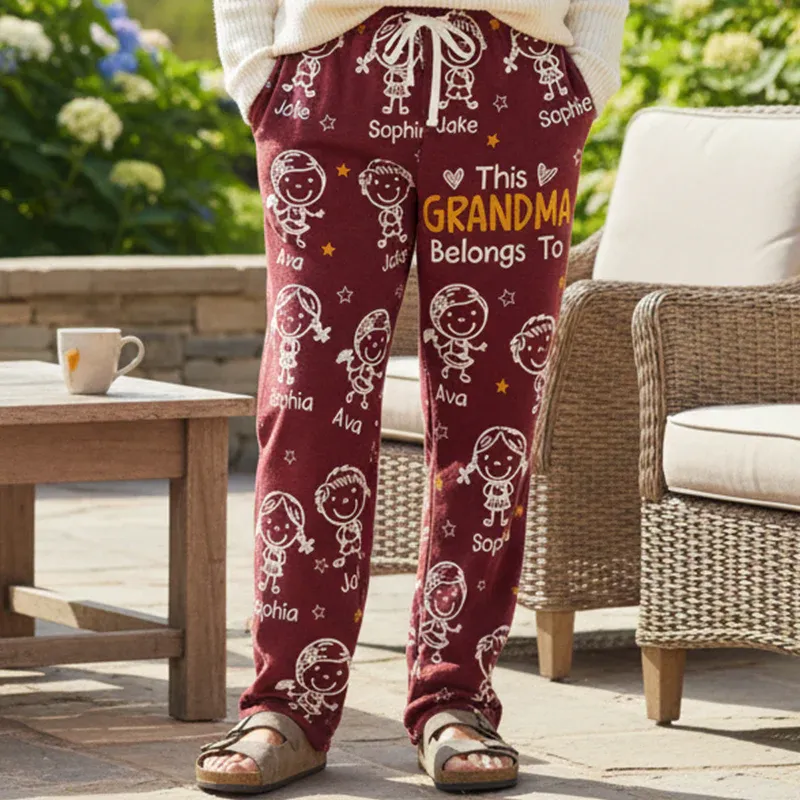 Personalized Pajama Pants - "This Grandma/Grandpa Belongs To" Kids Doodle Design