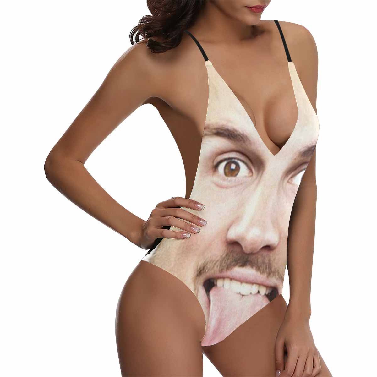 Custom Face Photo Women's Lacing Backless One Piece Sexy Swimsuit - MyFaceBoxerUK