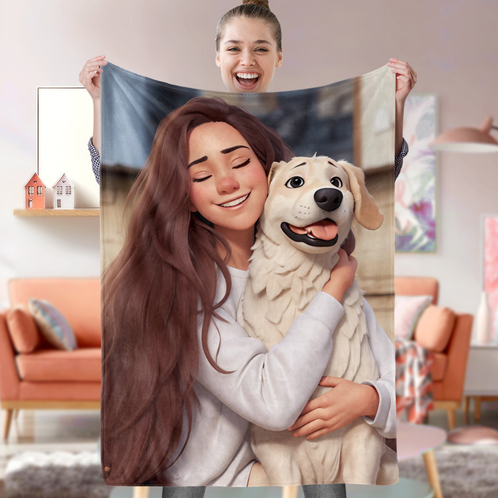 Custom Cartoon Blanket from Your Photo Gifts for Her - MyFaceBoxerUK