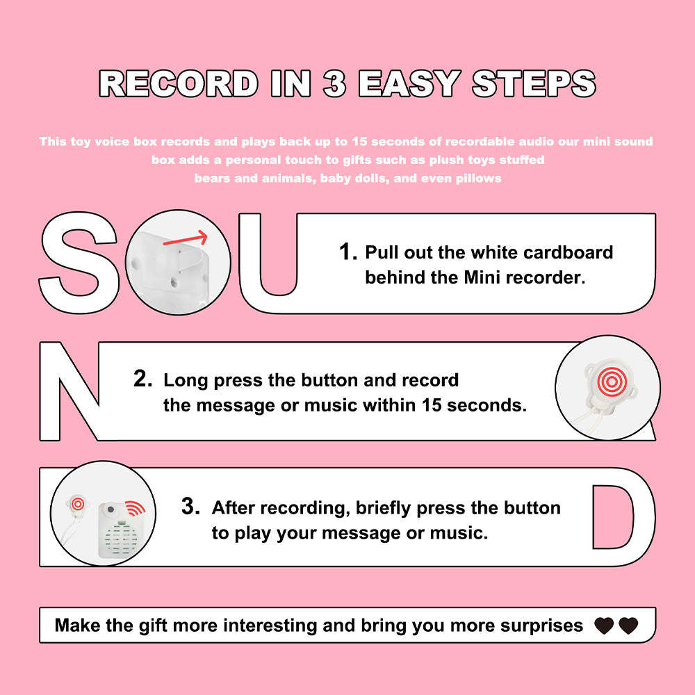 Voice Gift 15 Seconds Minime Voice Recorder Record Custom Message for Pillow - MyFaceBoxerUK