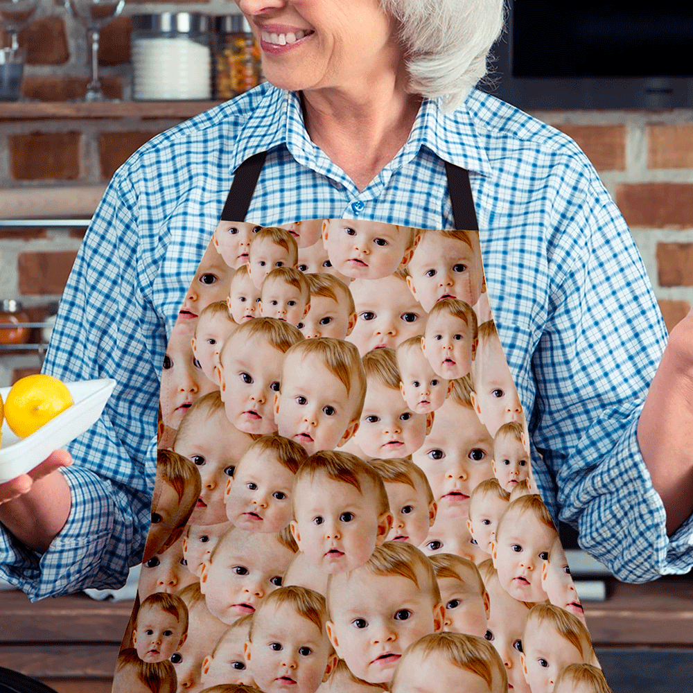 Personalized Gift for Mum Custom Face Mash Apron Mother's - MyFaceBoxerUK