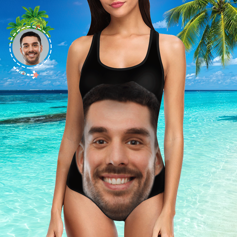 Custom One Face Boyfriend Women's Slip Swimsuit Gift for Her - MyFaceBoxerUK