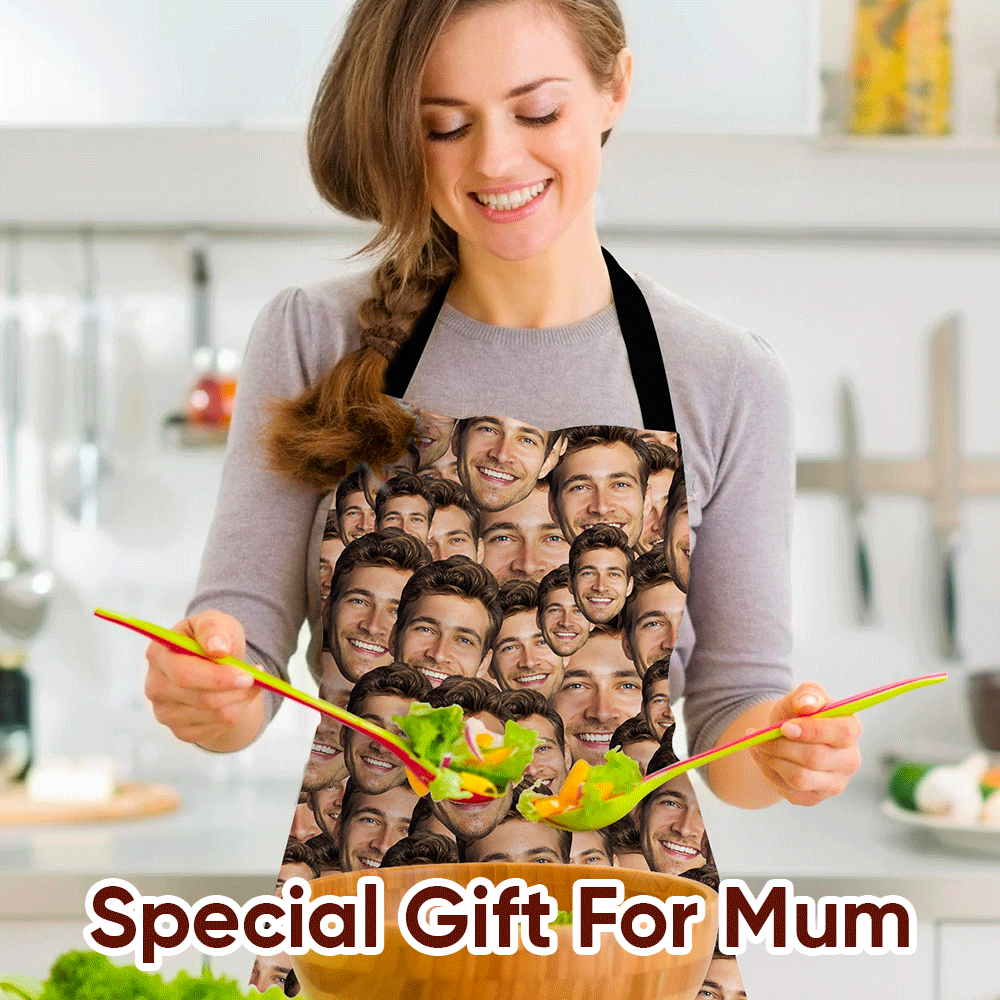 Personalized Gift for Mum Custom Face Mash Apron Mother's - MyFaceBoxerUK