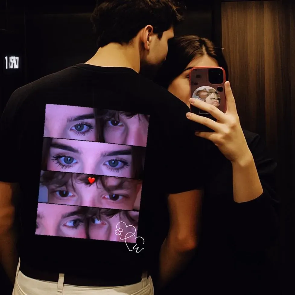 Custom Photo T-shirt Personalized Eyes Shirt for Couple