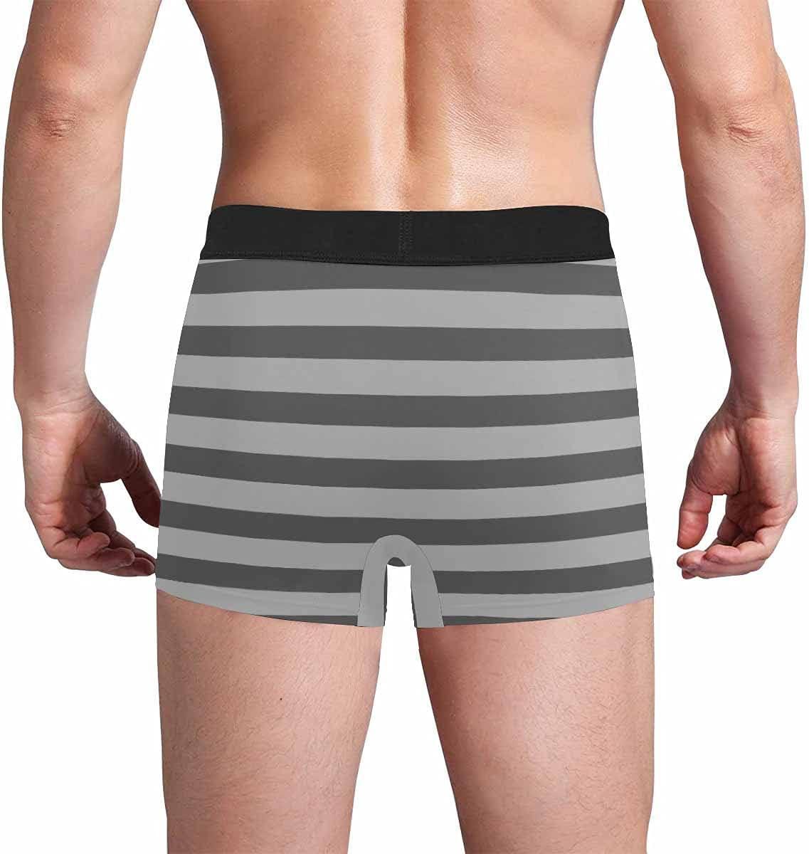 Personalized Face Men's Boxer Briefs Underwear Shorts Underpants with Photo Just Turn It On All Gray Stripe