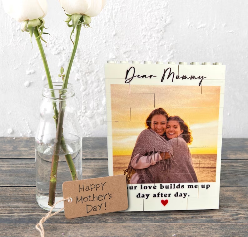 Custom Mum Photo Brick, Personalized Photo Building Block Puzzle,Mother's Day Gift,Brick Photo block,Gift for Mum,Freestanding Photo Block
