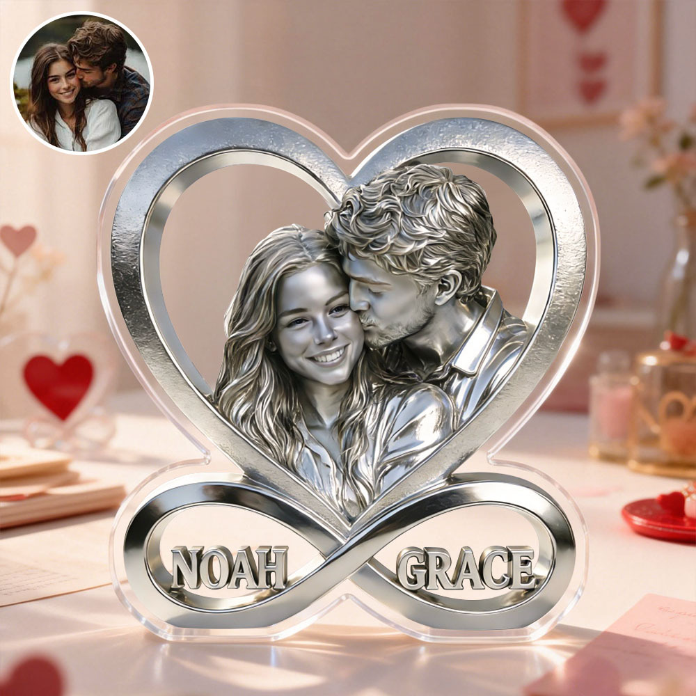 Personalized Infinity Heart Photo Acrylic Plaque - MyfaceboxerUK