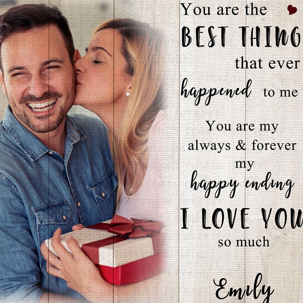 Custom Photo Wall Decor Painting Canvas With Text - To My Husband - MyFaceBoxerUK