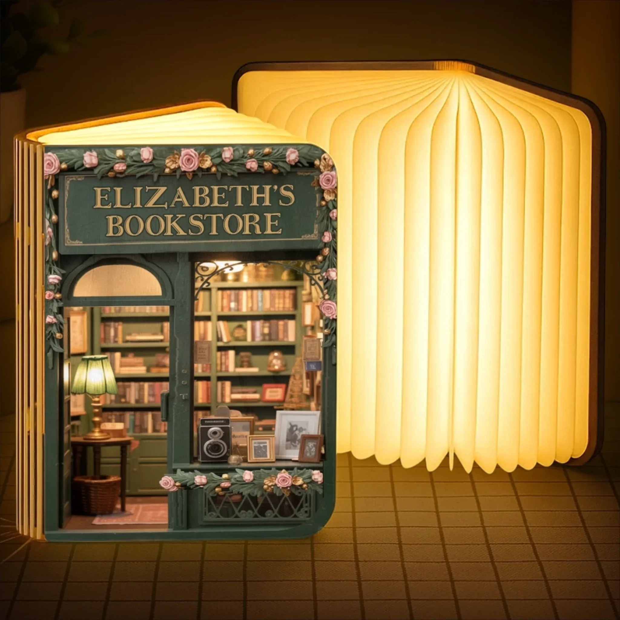 Custom Foldable LED Magic Book Lamp - Personalized Bookish Gifts For Book Lovers, Bookworms, Readers - Light Up Your Own Little Bookstore - MyfaceboxerUK