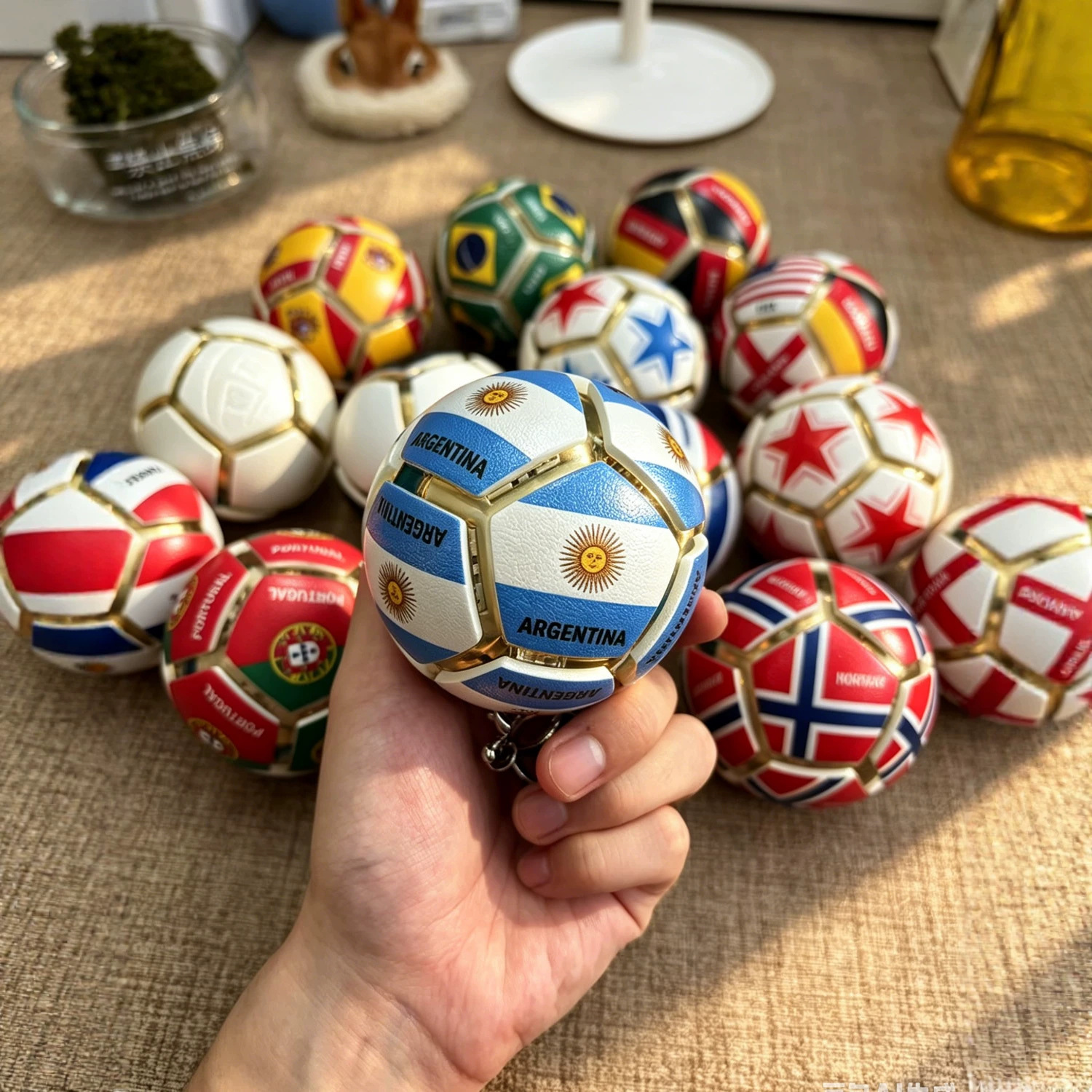2026 Soccer Flag Soccer Fidget Ball Keychain, 12-Sided Mechanical Clicking Sensory Stress Ball for Adults, Squeeze Stress Relief Balls, Football Key Chain for Keys & Backpack(12 Nation) - MyfaceboxerUK