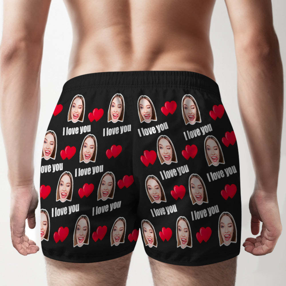 Custom Face Multicolor I Love You Boxer Shorts Personalized Photo Underwear Gift for Him - MyFaceBoxerUK