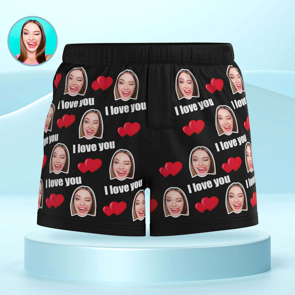 Custom Face Multicolor I Love You Boxer Shorts Personalized Photo Underwear Gift for Him - MyFaceBoxerUK