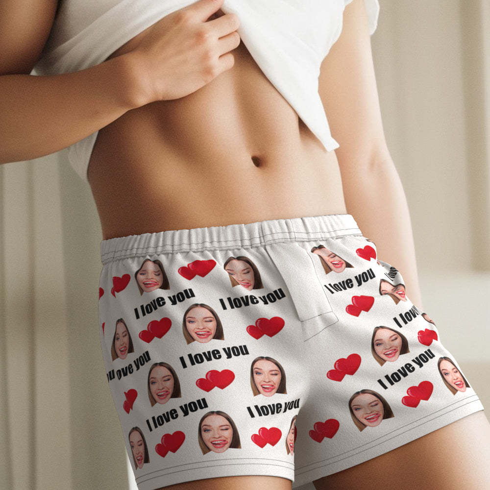 Custom Face Multicolor I Love You Boxer Shorts Personalized Photo Underwear Gift for Him - MyFaceBoxerUK