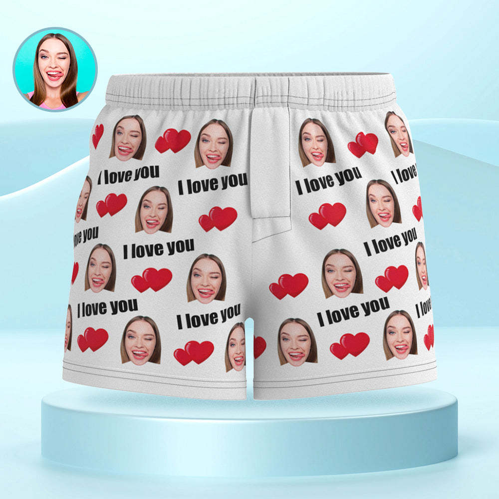 Custom Face Multicolor I Love You Boxer Shorts Personalized Photo Underwear Gift for Him - MyFaceBoxerUK