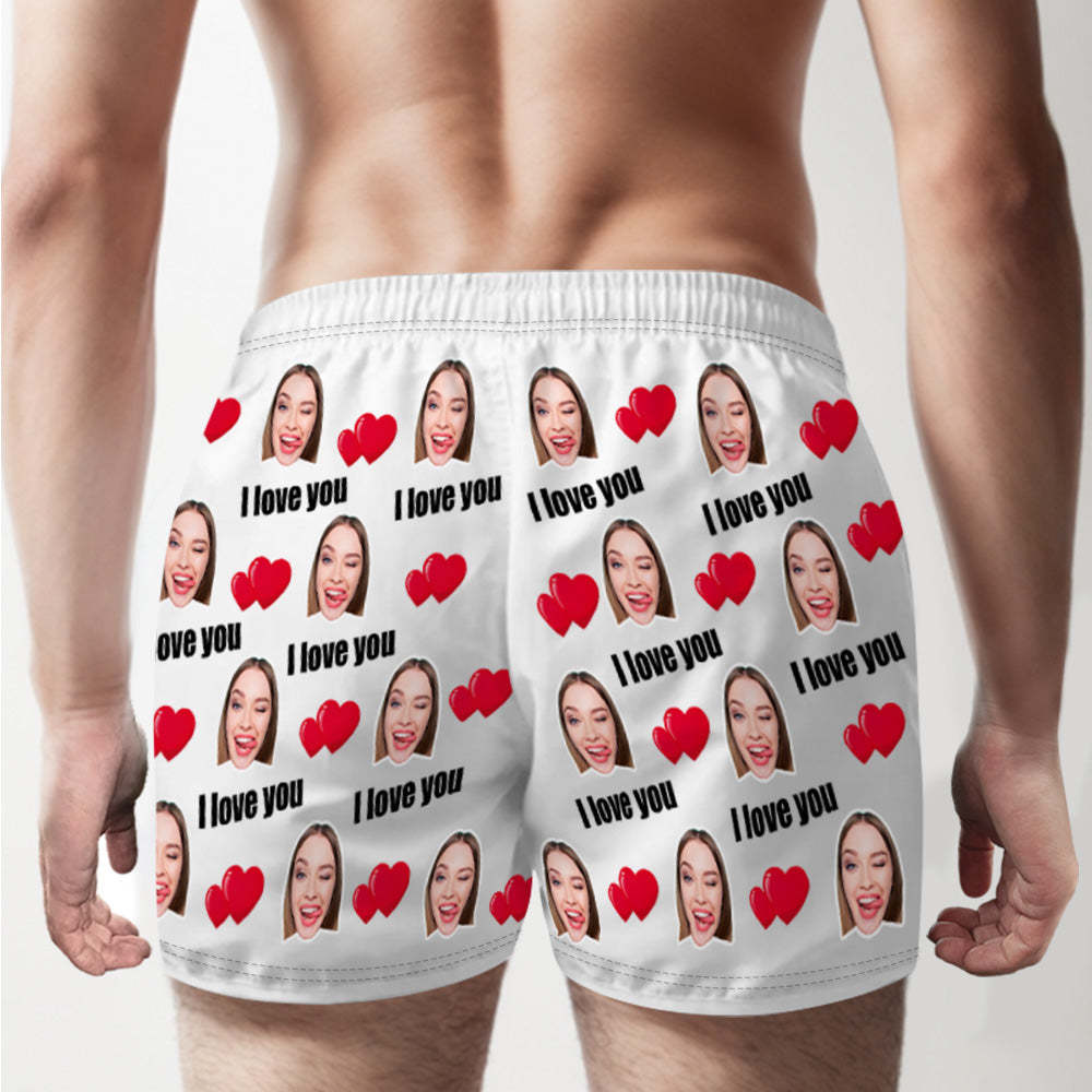 Custom Face Multicolor I Love You Boxer Shorts Personalized Photo Underwear Gift for Him - MyFaceBoxerUK