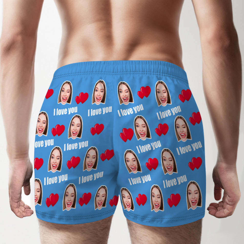 Custom Face Multicolor I Love You Boxer Shorts Personalized Photo Underwear Gift for Him - MyFaceBoxerUK