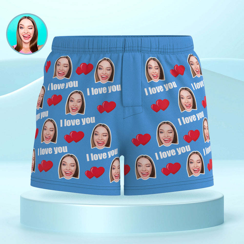 Custom Face Multicolor I Love You Boxer Shorts Personalized Photo Underwear Gift for Him - MyFaceBoxerUK