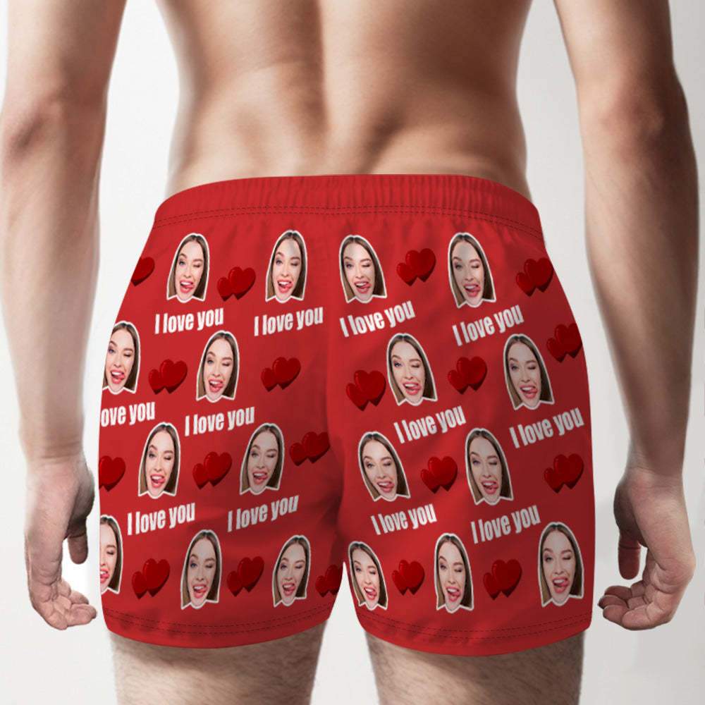 Custom Face Multicolor I Love You Boxer Shorts Personalized Photo Underwear Gift for Him - MyFaceBoxerUK