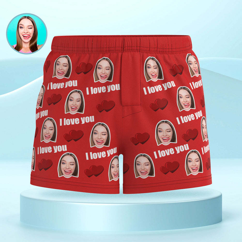 Custom Face Multicolor I Love You Boxer Shorts Personalized Photo Underwear Gift for Him - MyFaceBoxerUK