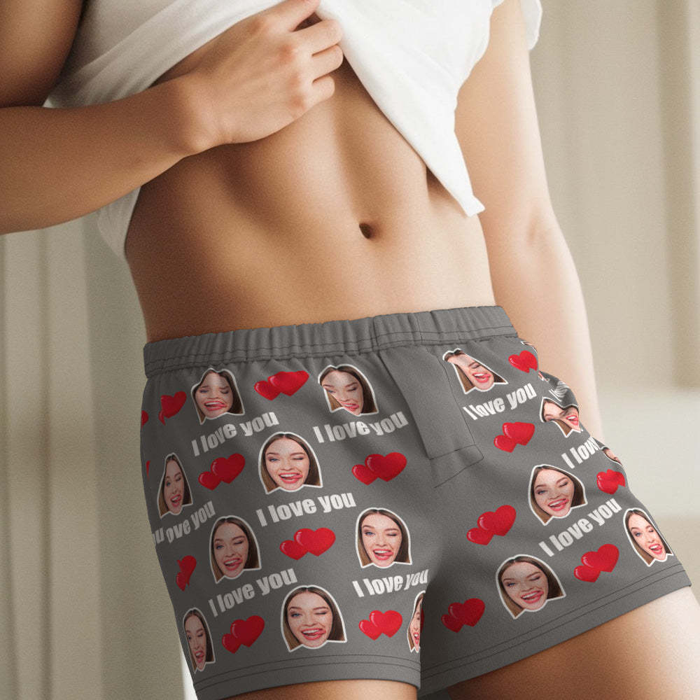 Custom Face Multicolor I Love You Boxer Shorts Personalized Photo Underwear Gift for Him - MyFaceBoxerUK