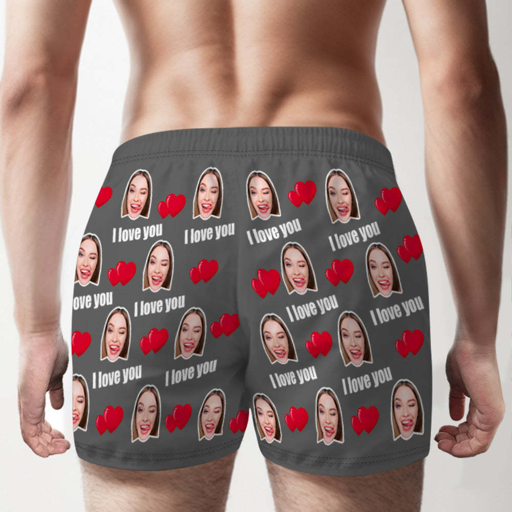 Custom Face Multicolor I Love You Boxer Shorts Personalized Photo Underwear Gift for Him - MyFaceBoxerUK