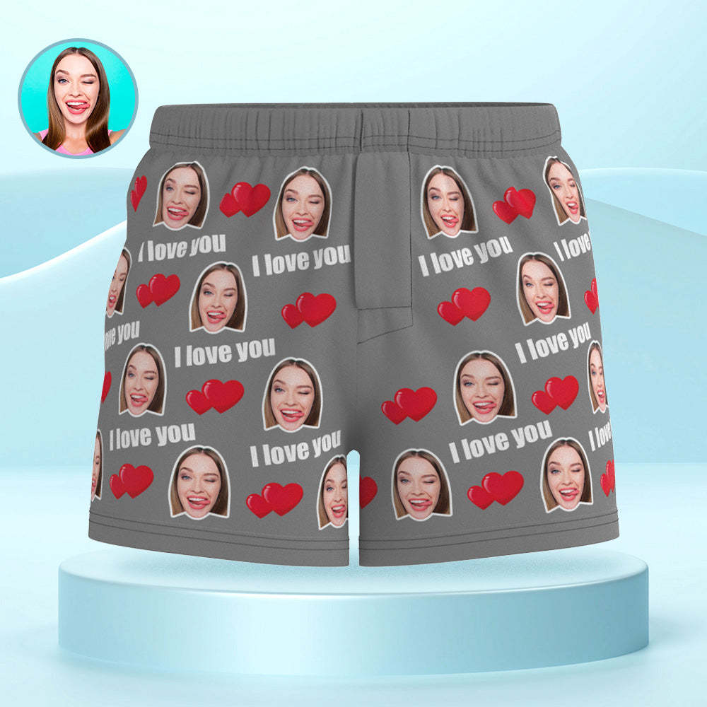 Custom Face Multicolor I Love You Boxer Shorts Personalized Photo Underwear Gift for Him - MyFaceBoxerUK