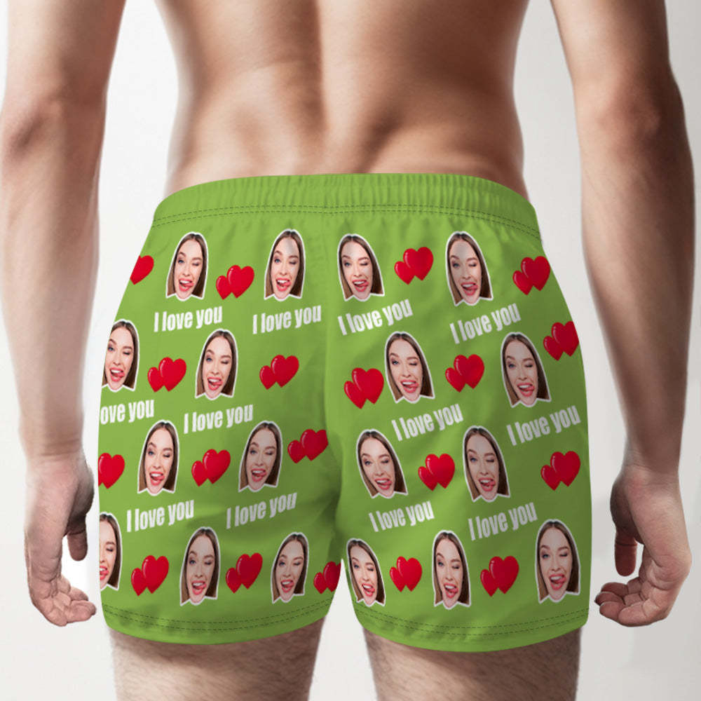 Custom Face Multicolor I Love You Boxer Shorts Personalized Photo Underwear Gift for Him - MyFaceBoxerUK