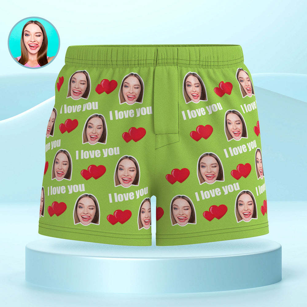 Custom Face Multicolor I Love You Boxer Shorts Personalized Photo Underwear Gift for Him - MyFaceBoxerUK