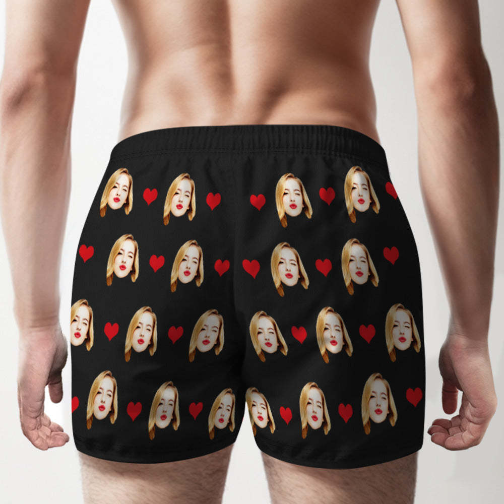Custom Face Multicolor Boxer Shorts Love Hearts Personalized Photo Underwear Gift for Him - MyFaceBoxerUK
