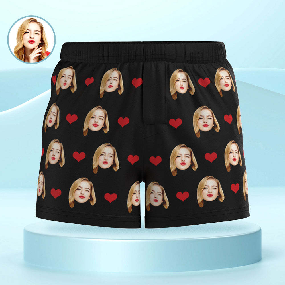 Custom Face Multicolor Boxer Shorts Love Hearts Personalized Photo Underwear Gift for Him - MyFaceBoxerUK