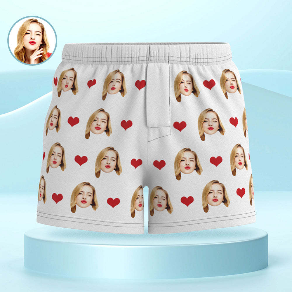 Custom Face Multicolor Boxer Shorts Love Hearts Personalized Photo Underwear Gift for Him - MyFaceBoxerUK