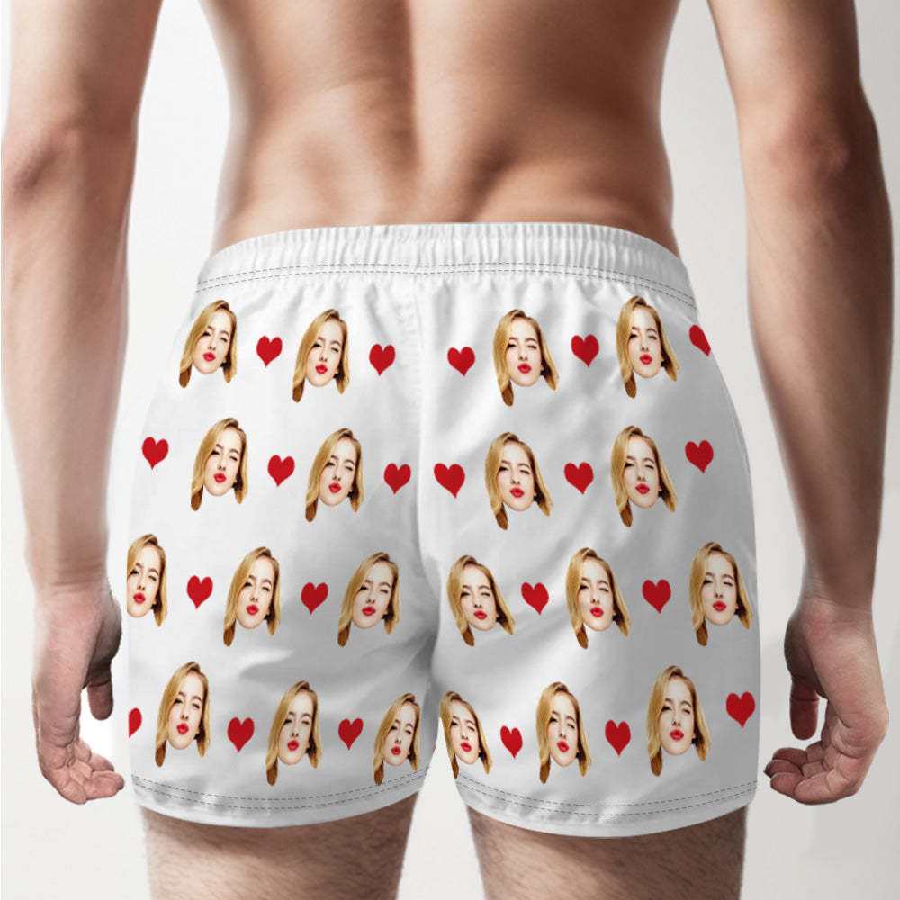 Custom Face Multicolor Boxer Shorts Love Hearts Personalized Photo Underwear Gift for Him - MyFaceBoxerUK