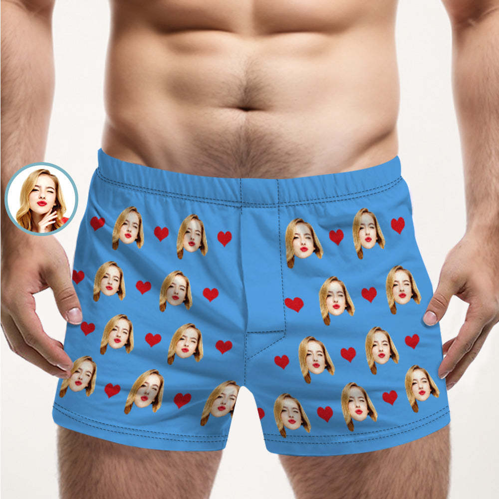 Custom Face Multicolor Boxer Shorts Love Hearts Personalized Photo Underwear Gift for Him - MyFaceBoxerUK