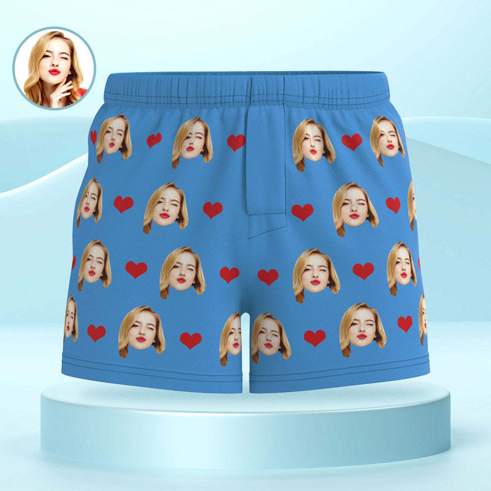 Custom Face Multicolor Boxer Shorts Love Hearts Personalized Photo Underwear Gift for Him - MyFaceBoxerUK