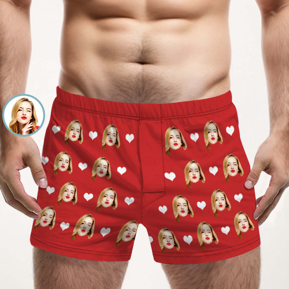 Custom Face Multicolor Boxer Shorts Love Hearts Personalized Photo Underwear Gift for Him - MyFaceBoxerUK