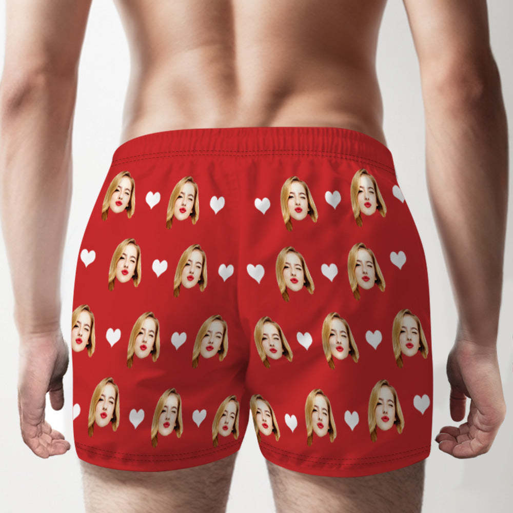 Custom Face Multicolor Boxer Shorts Love Hearts Personalized Photo Underwear Gift for Him - MyFaceBoxerUK