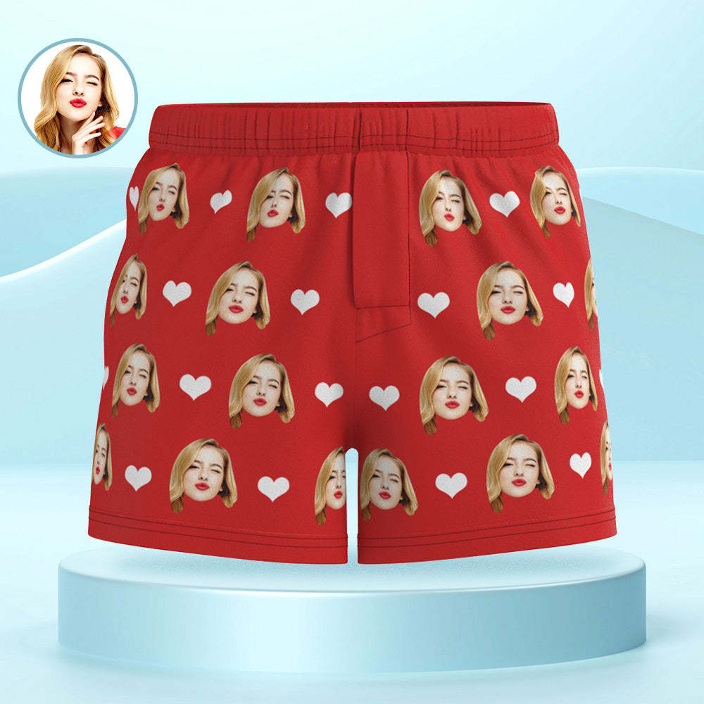 Custom Face Multicolor Boxer Shorts Love Hearts Personalized Photo Underwear Gift for Him - MyFaceBoxerUK