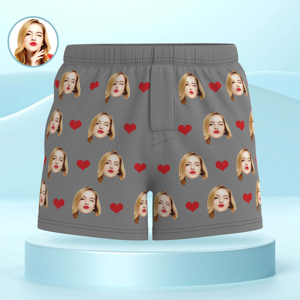 Custom Face Multicolor Boxer Shorts Love Hearts Personalized Photo Underwear Gift for Him - MyFaceBoxerUK