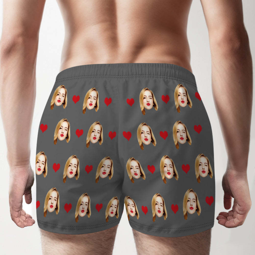 Custom Face Multicolor Boxer Shorts Love Hearts Personalized Photo Underwear Gift for Him - MyFaceBoxerUK