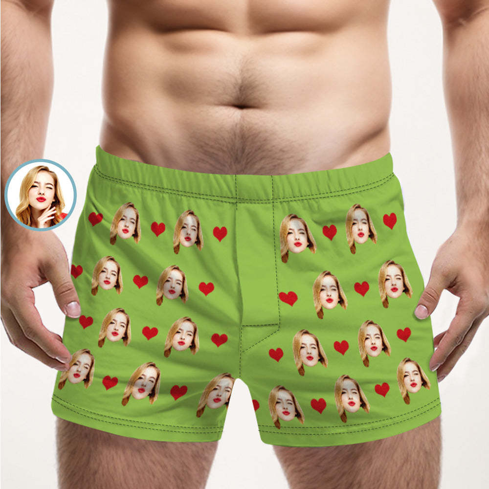 Custom Face Multicolor Boxer Shorts Love Hearts Personalized Photo Underwear Gift for Him - MyFaceBoxerUK