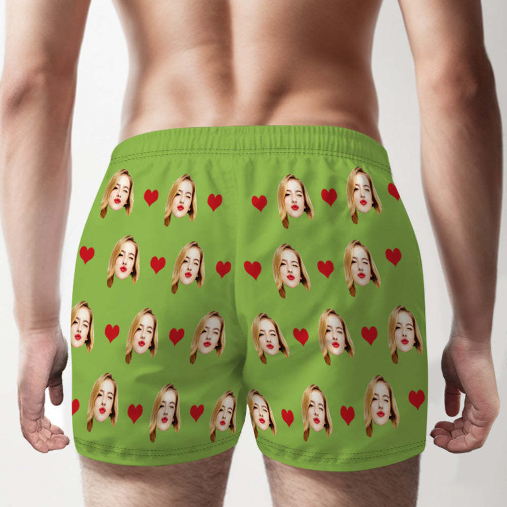 Custom Face Multicolor Boxer Shorts Love Hearts Personalized Photo Underwear Gift for Him - MyFaceBoxerUK