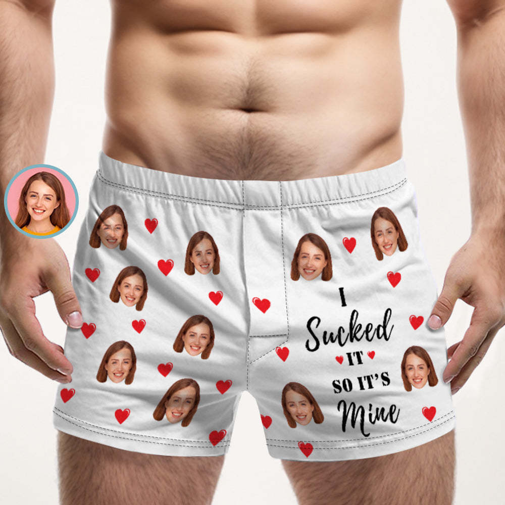 Custom Face Multicolor Boxer Shorts I SUCKED IT SO IT'S MINE Personalized Photo Underwear Gift for Him - MyFaceBoxerUK