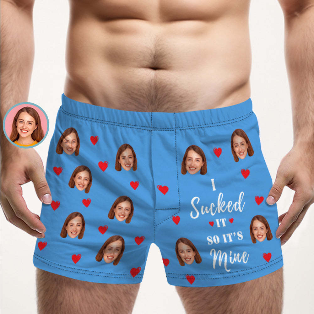 Custom Face Multicolor Boxer Shorts I SUCKED IT SO IT'S MINE Personalized Photo Underwear Gift for Him - MyFaceBoxerUK