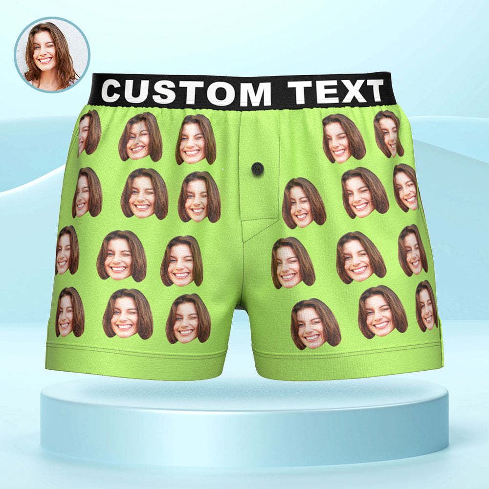 Custom Face Boxer Shorts with Personalized Text on the Waistband Personalized Casual Underwear for Him - MyFaceBoxerUK