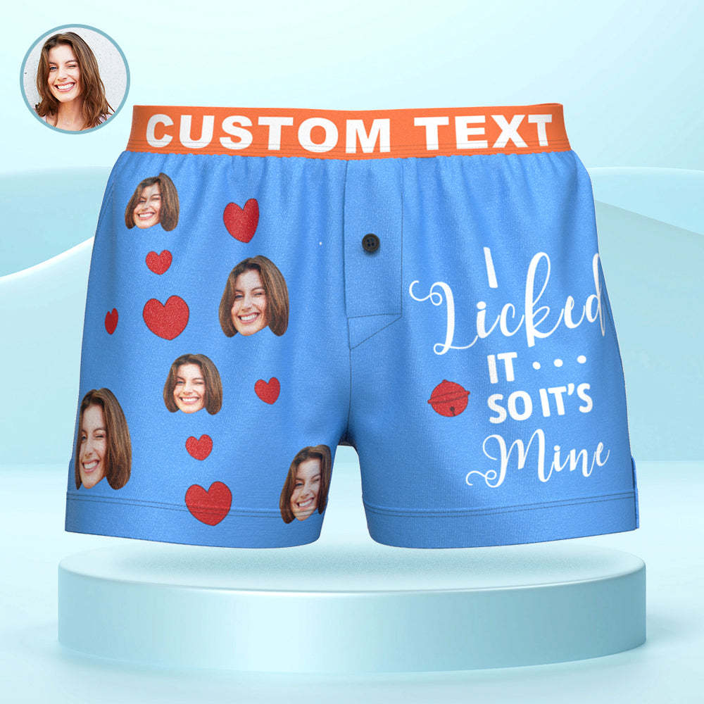 Custom Face Boxer Shorts I LICKED IT Personalized Waistband Casual Underwear for Him - MyFaceBoxerUK