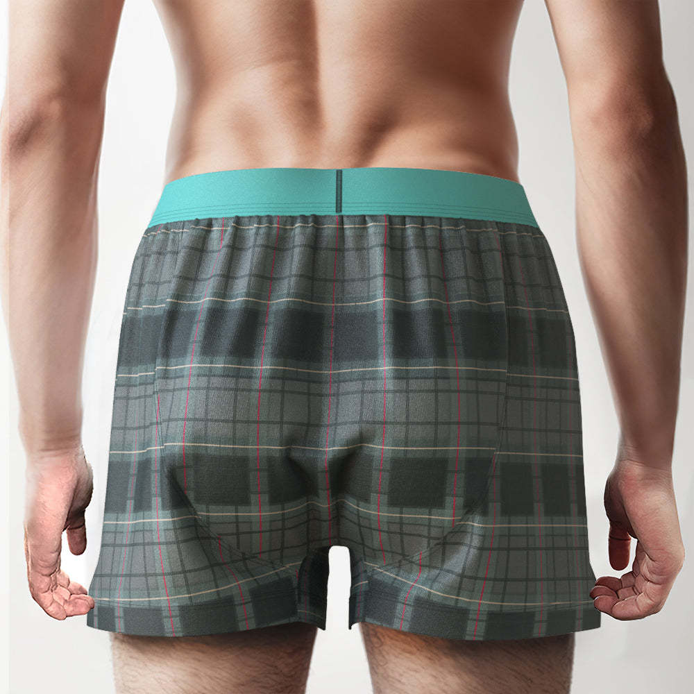Custom Photo Striped Plaid Patterned Boxer Shorts Personalized Waistband Casual Underwear for Him - MyFaceBoxerUK